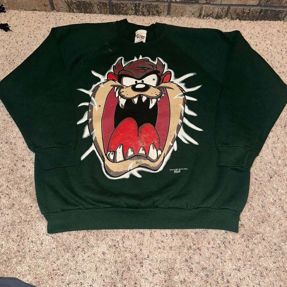 Vintage 1995 Looney Tunes Taz Tasmanian Devil Crewneck Sweatshirt by Freeze